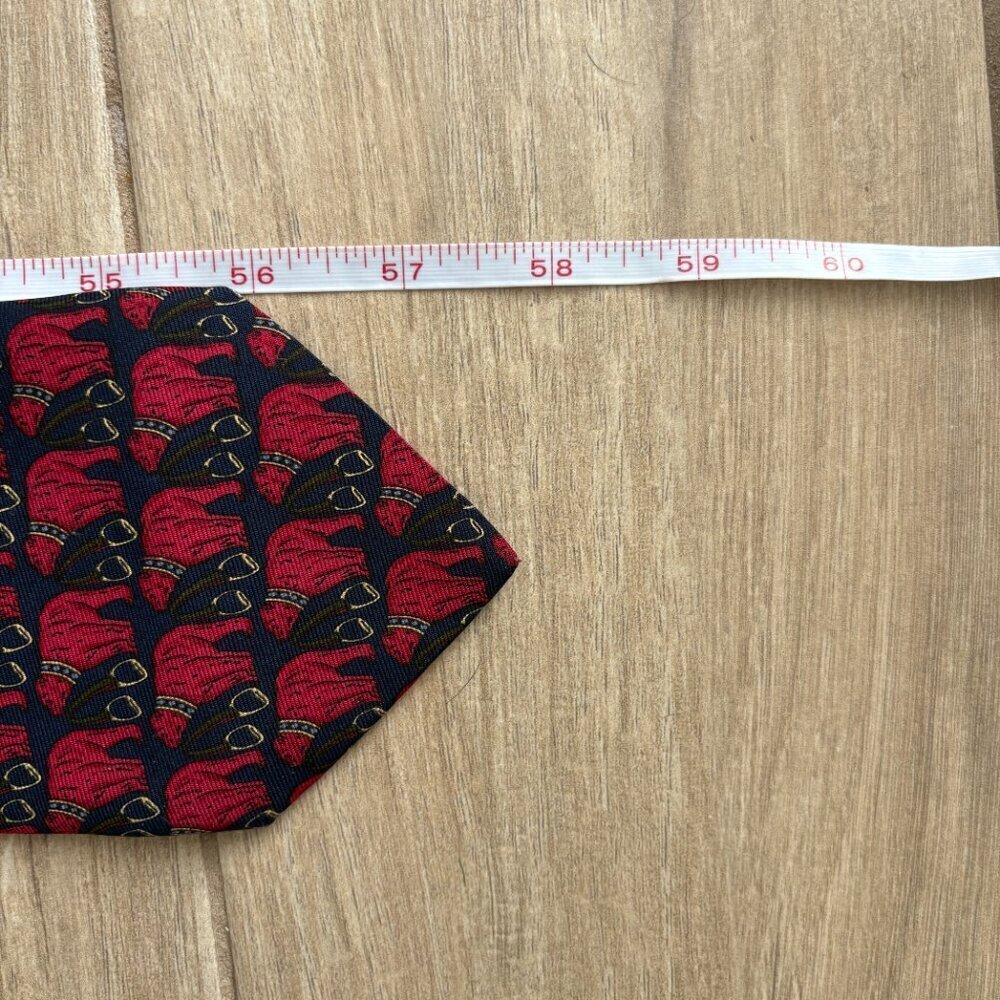 Brooks Brothers Silk Tie Men's 58" Red Blue Bear Print Classic Office Work Party - Picture 5 of 6